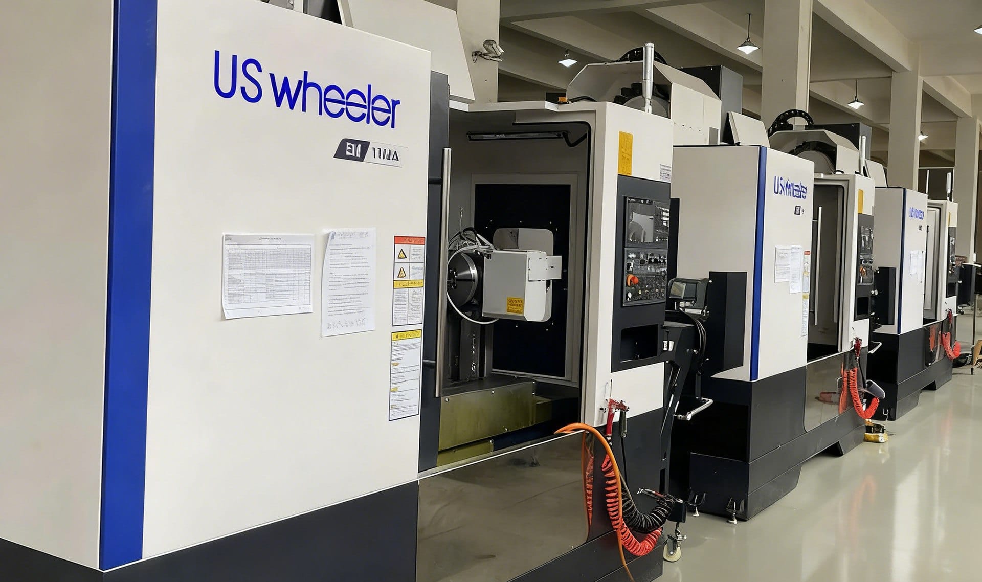Row of CNC machines in the Ideal Pro mold making workshop