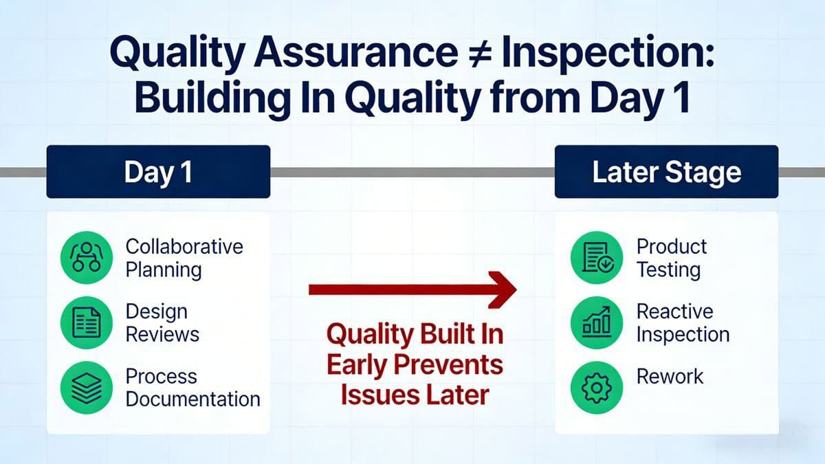 Quality Assurance ≠ Inspection: Building In Quality from Day 1 alt with keywords