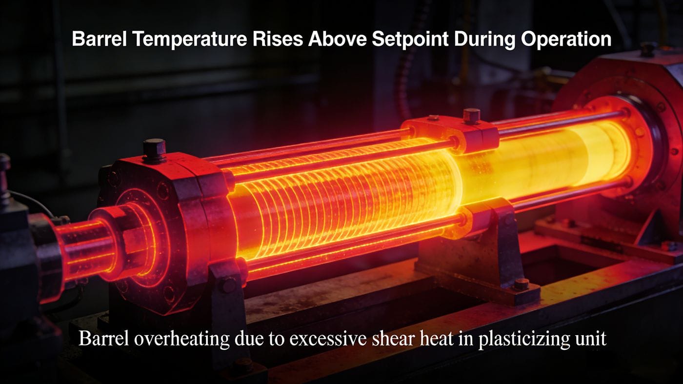 Barrel overheating due to excessive shear heat in plasticizing unit