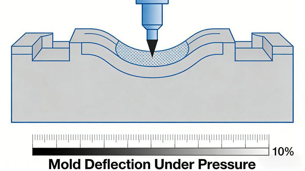 압력에 따른 금형 처짐을 보여주는 다이어그램