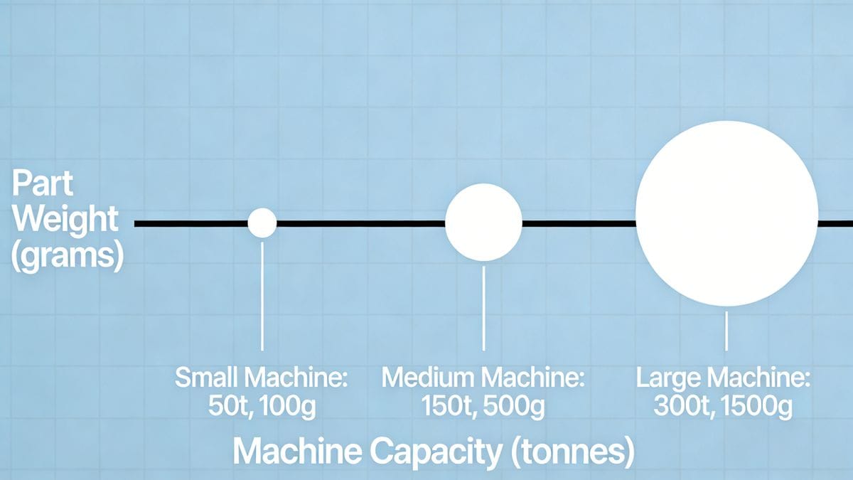 Injection molding machine sizing guide to prevent short shots