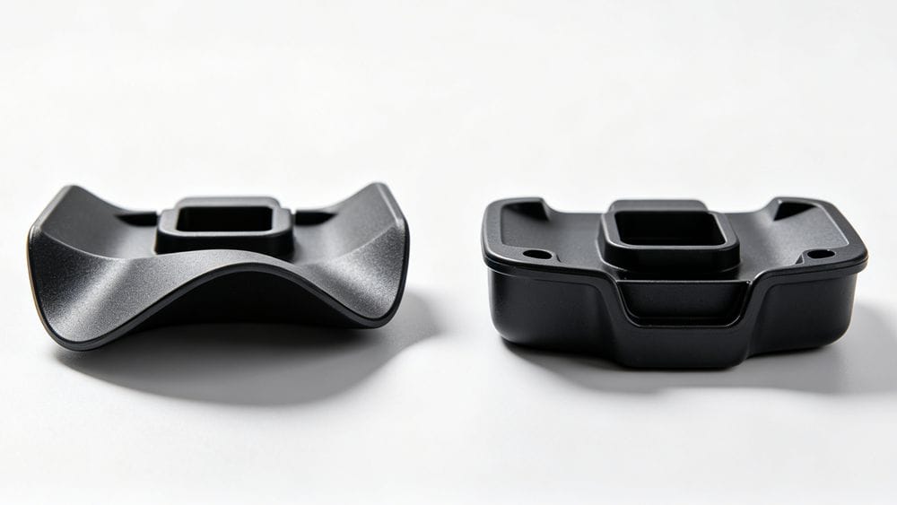 Thin-wall injection molding part showing warpage deformation