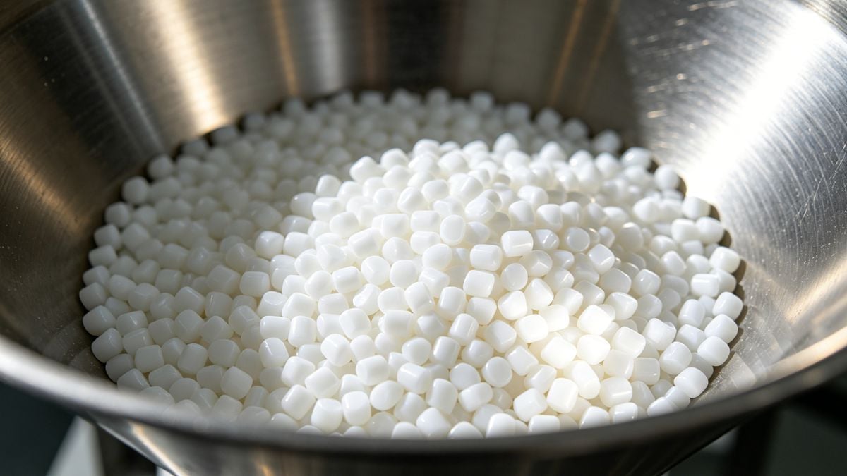 Raw Polyethylene (PE) plastic granules ready for injection molding