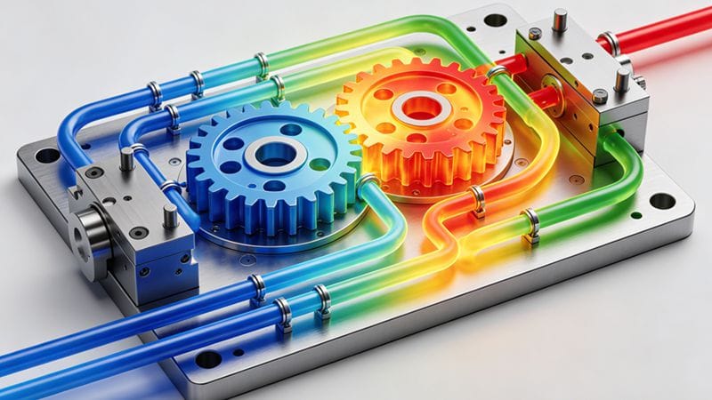 Mold cooling process for precision plastic gears.