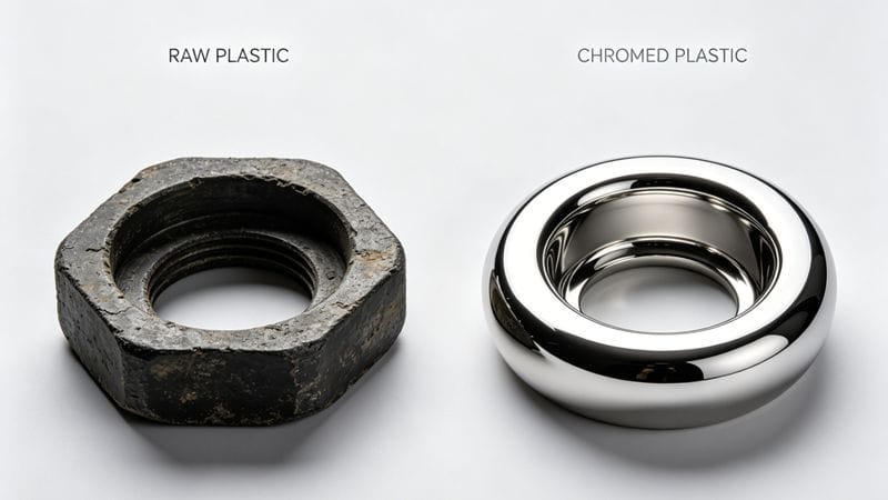 Comparison of raw plastic vs. treated plastic surface coating and plating.