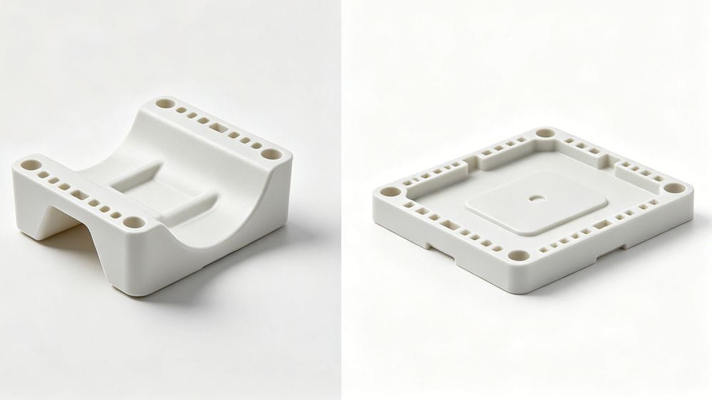 Comparison of warped vs. precision injection molded parts