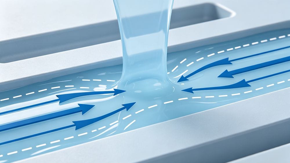 Molecular orientation and flow direction in injection molding