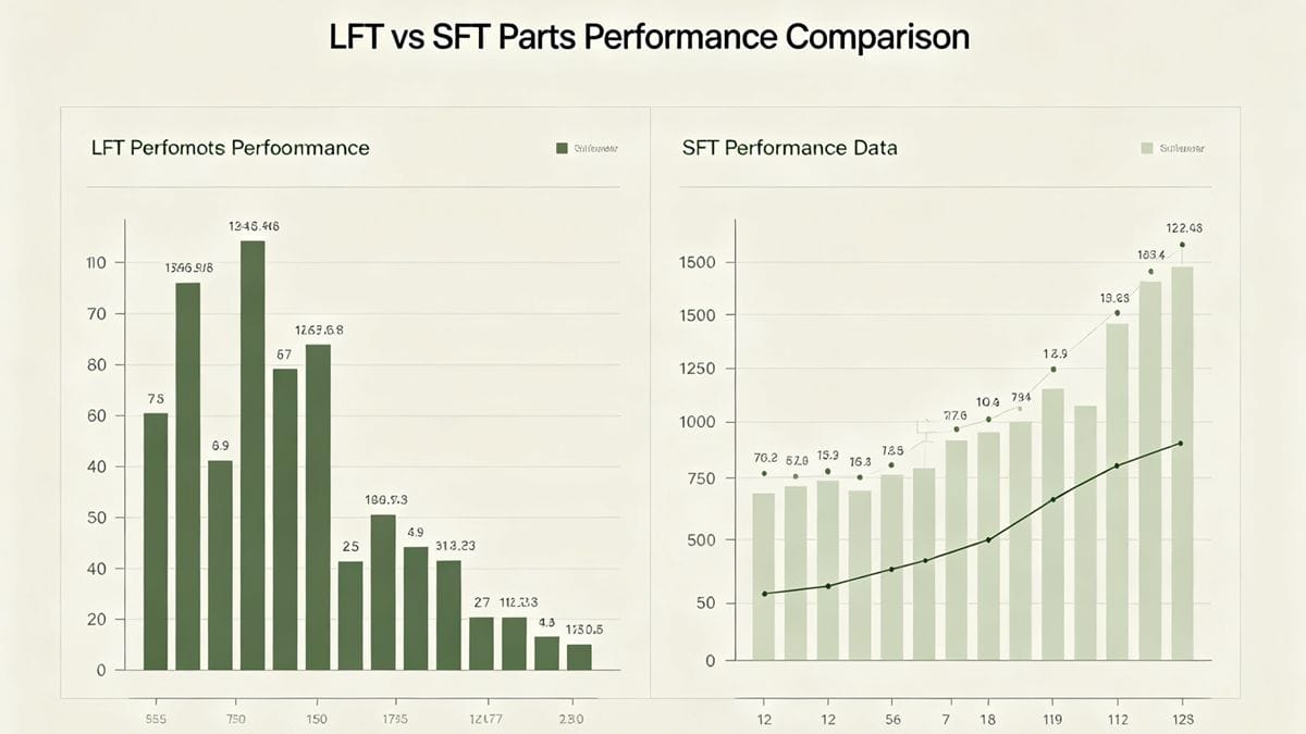 A side-by-side comparison chart or graphic showing the performance difference between LFT and SFT parts