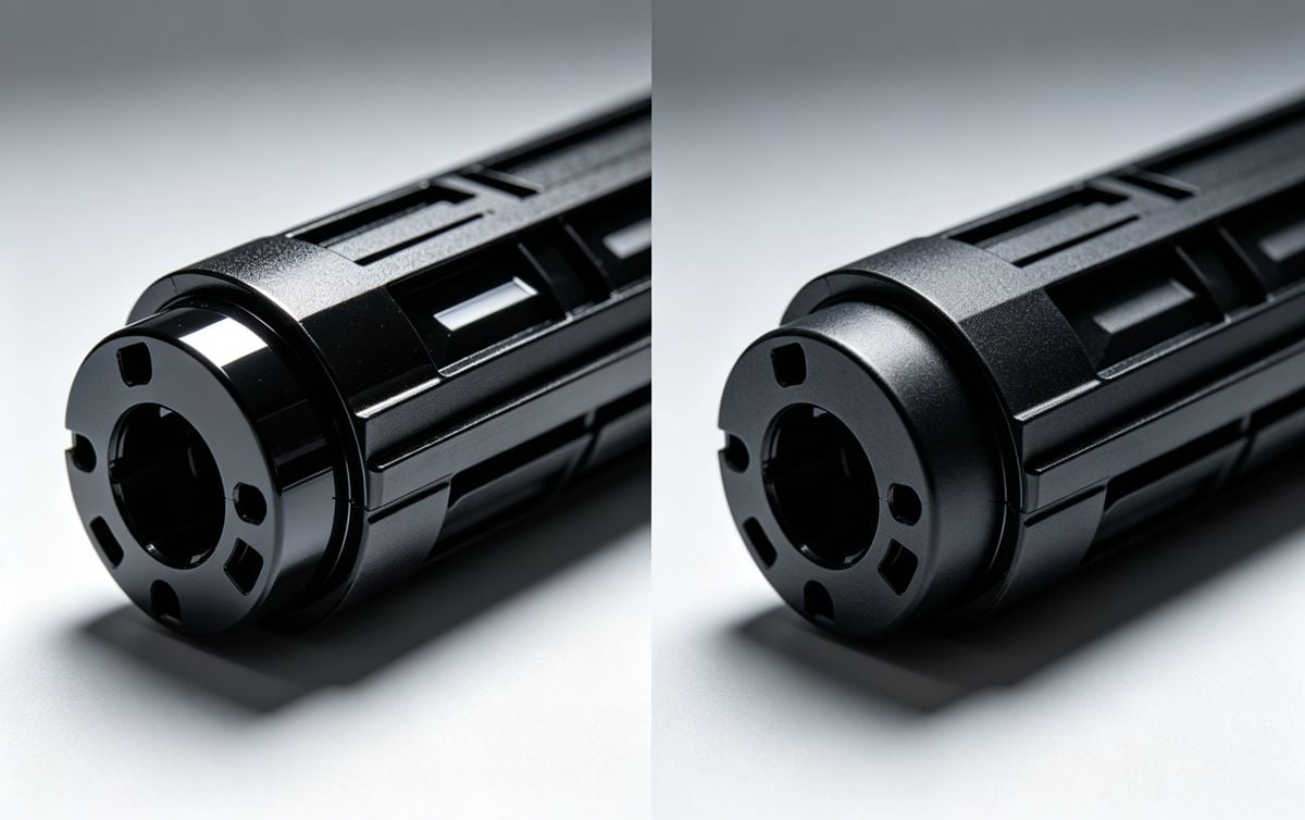 Comparison of good and bad surface gloss on injection molded parts