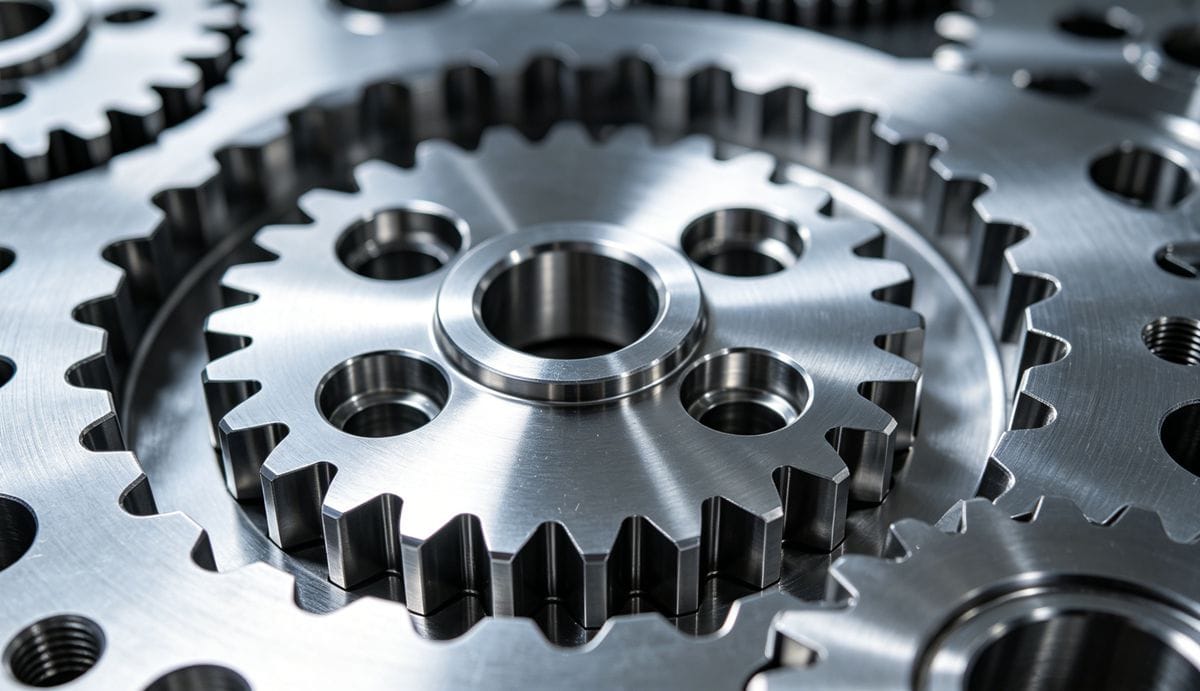 High-precision, polished steel mold cavity for injection molding plastic gears.