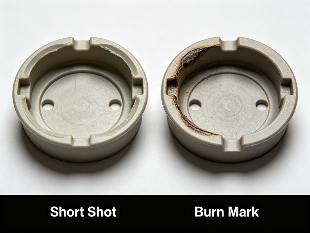 Common ABS injection molding defects caused by incorrect speed.
