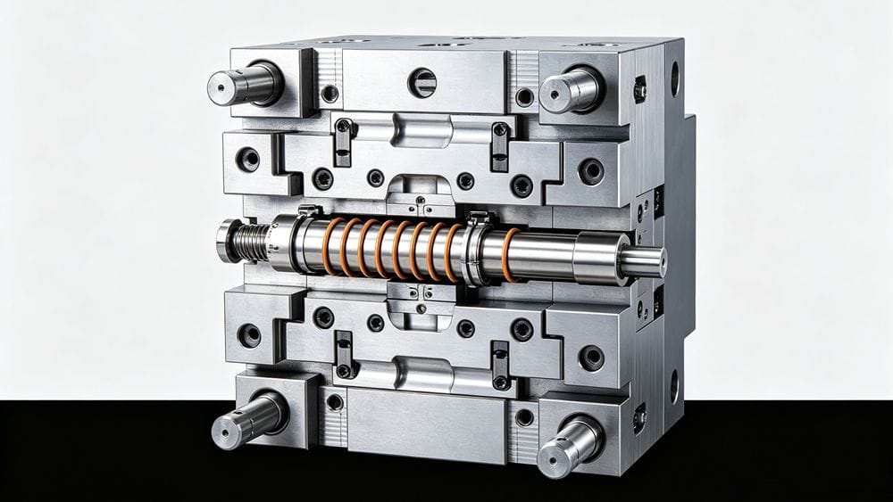 An injection mold with integrated heating cartridges for temperature control