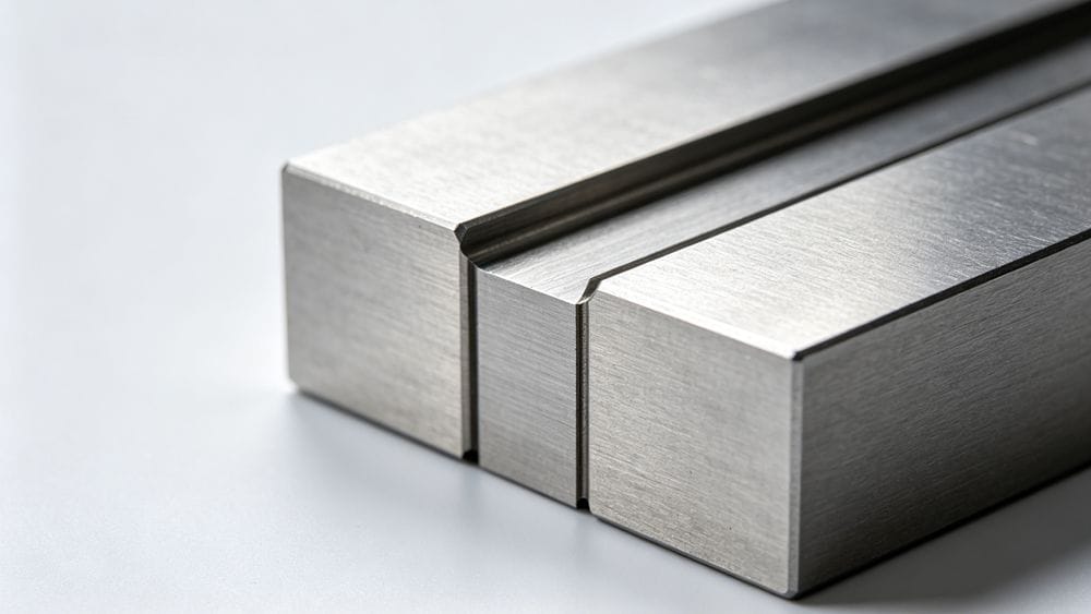 Close-up of a precision-machined mold parting line