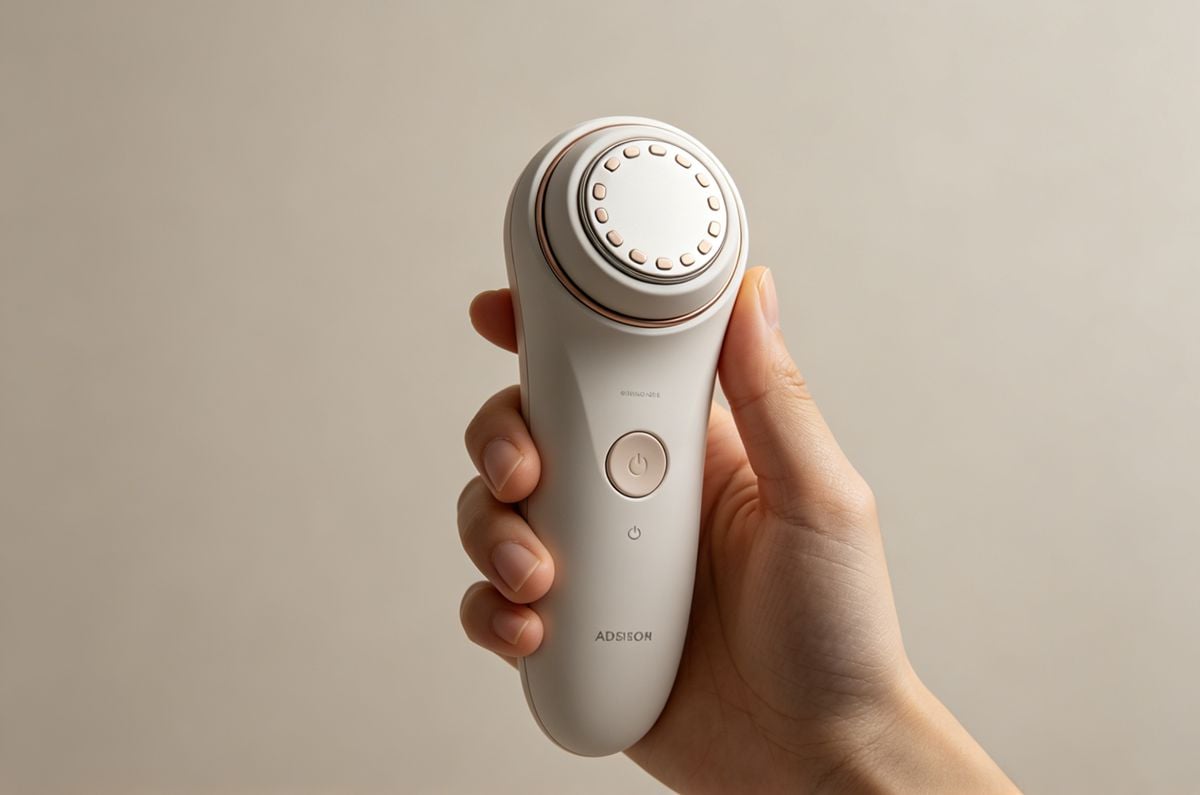 High-quality injection molded handheld beauty device shell made of ABS plastic.
