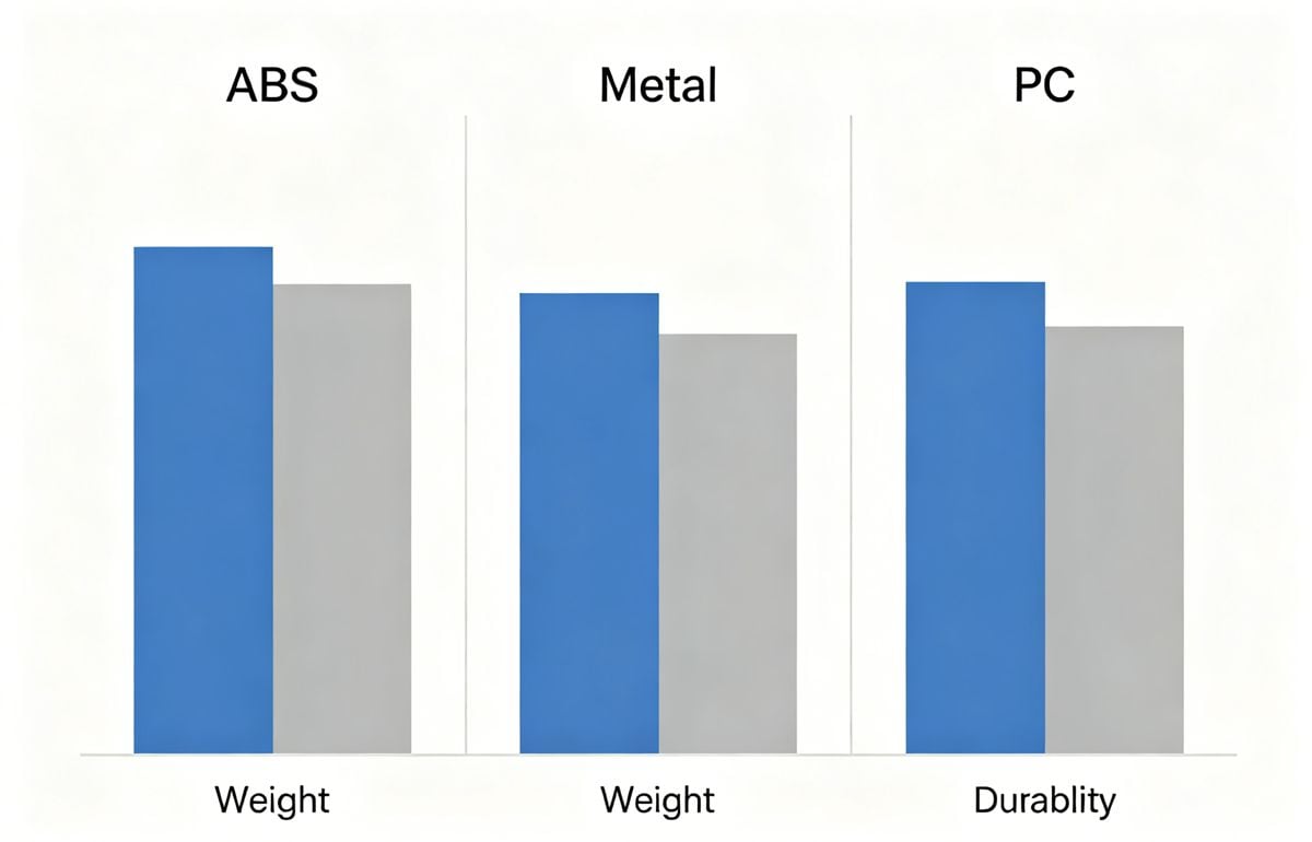 Comparison of ABS vs. Aluminum vs. PC material for beauty instrument housing