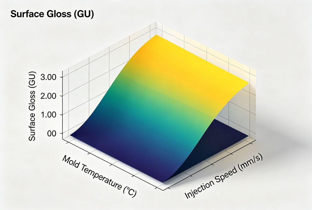 Effect of injection speed and temperature on ABS surface quality.