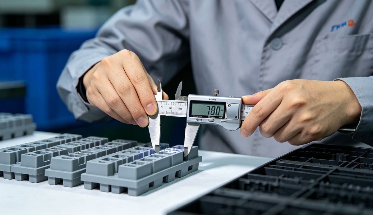 Rigorous quality control inspection on injection molded parts at IDEAL PRO