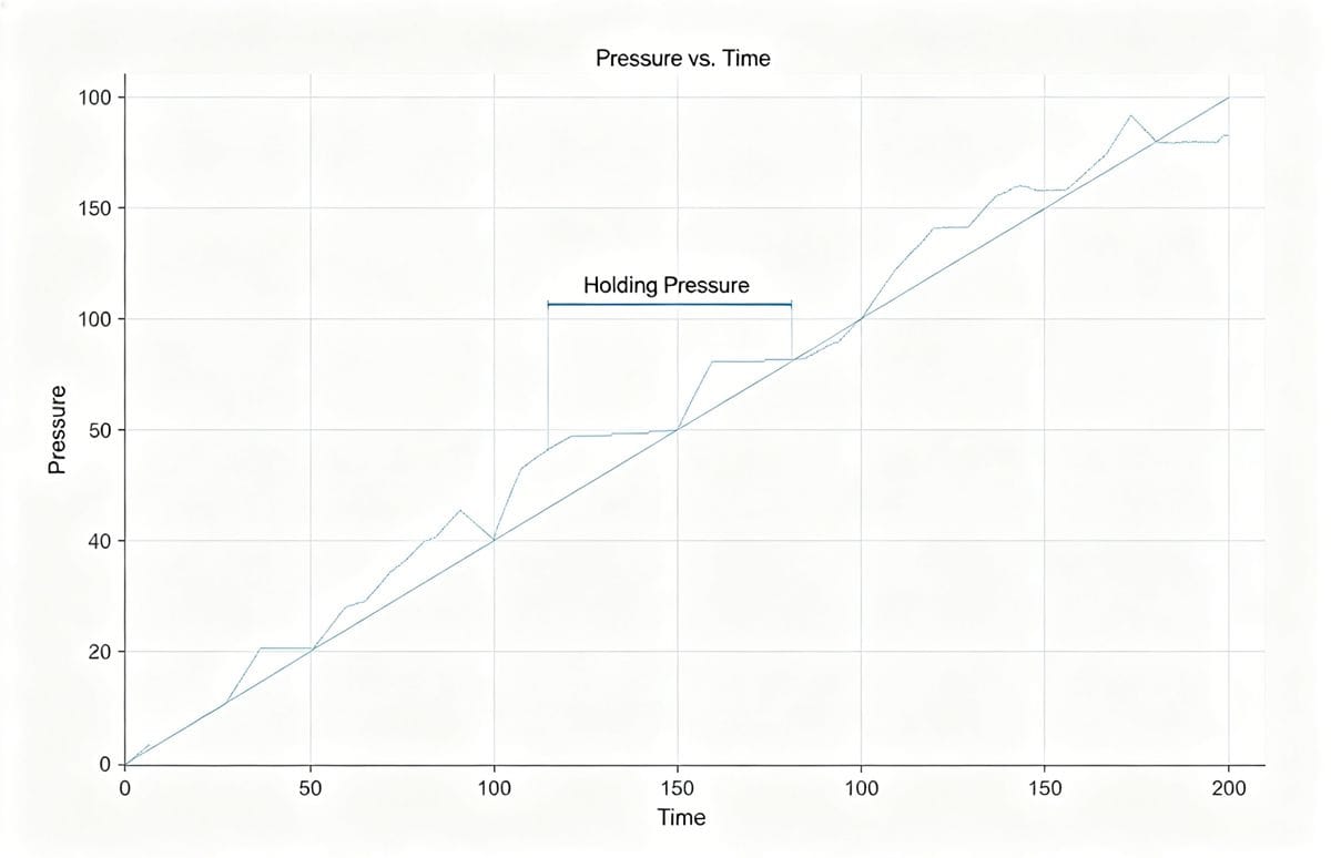 Graph illustrating the importance of holding pressure time in preventing sink marks.