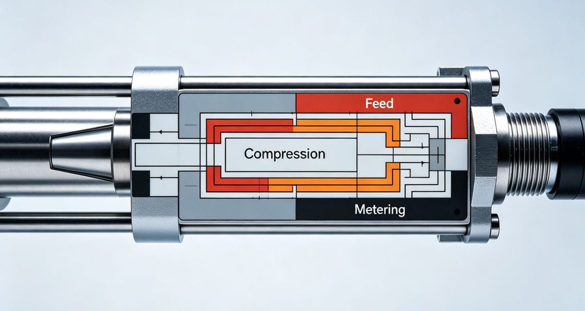 Injection molding machine barrel temperature zones diagram.