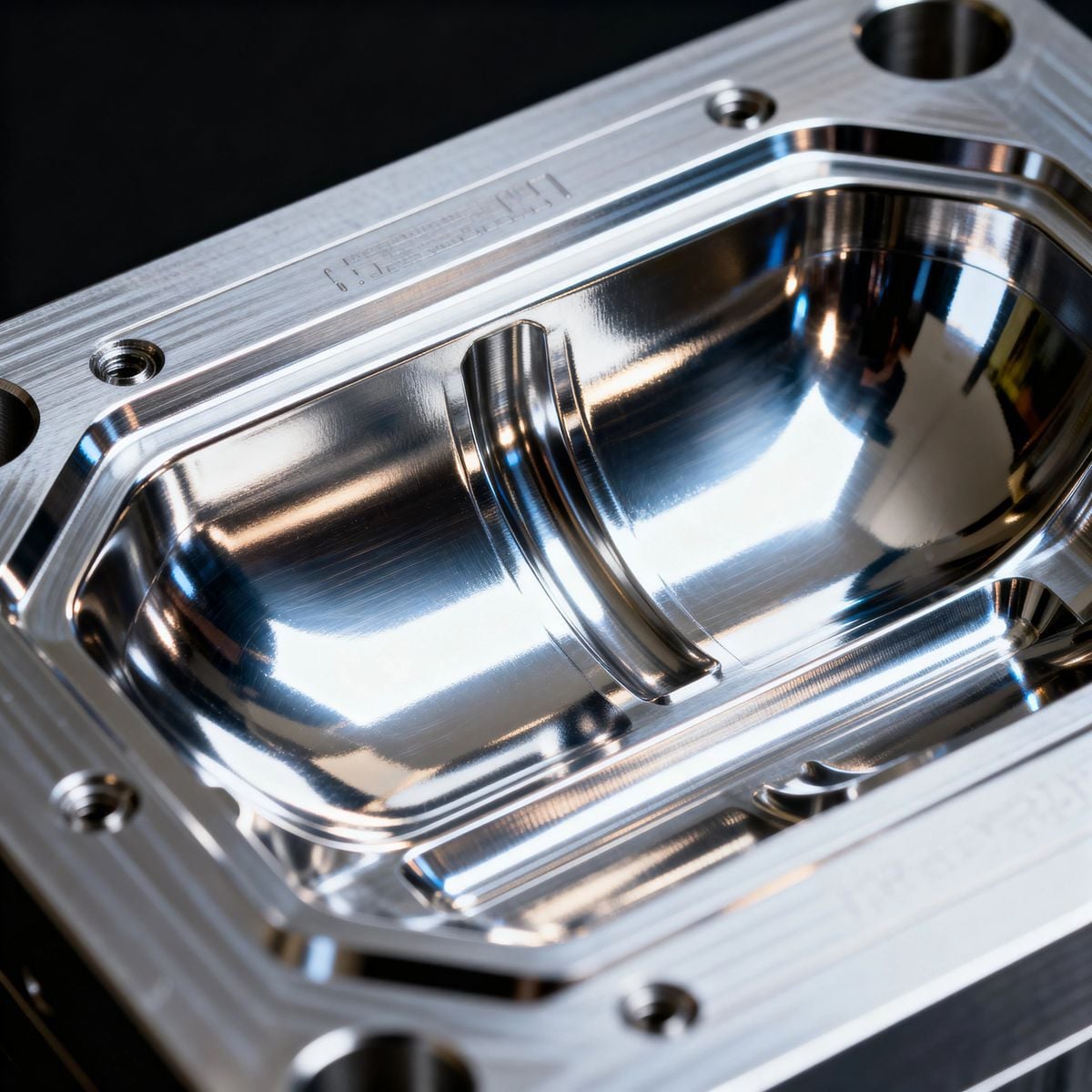 Polished and chrome-plated injection mold cavity for high-gloss ABS parts.