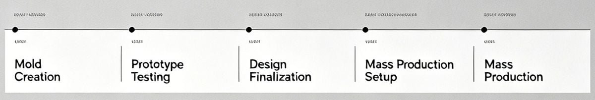 Injection Molding Timeline A calendar showing a project timeline from mold creation to mass production