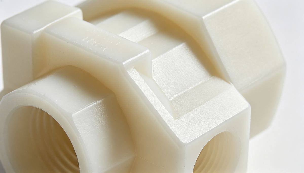 PVDF Injection Molded Part A close-up of a high-performance PVDF injection molded valve component
