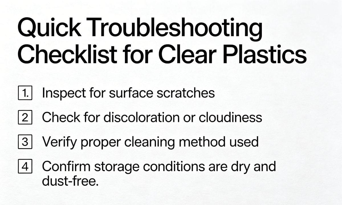 Troubleshooting checklist for transparent injection molding.