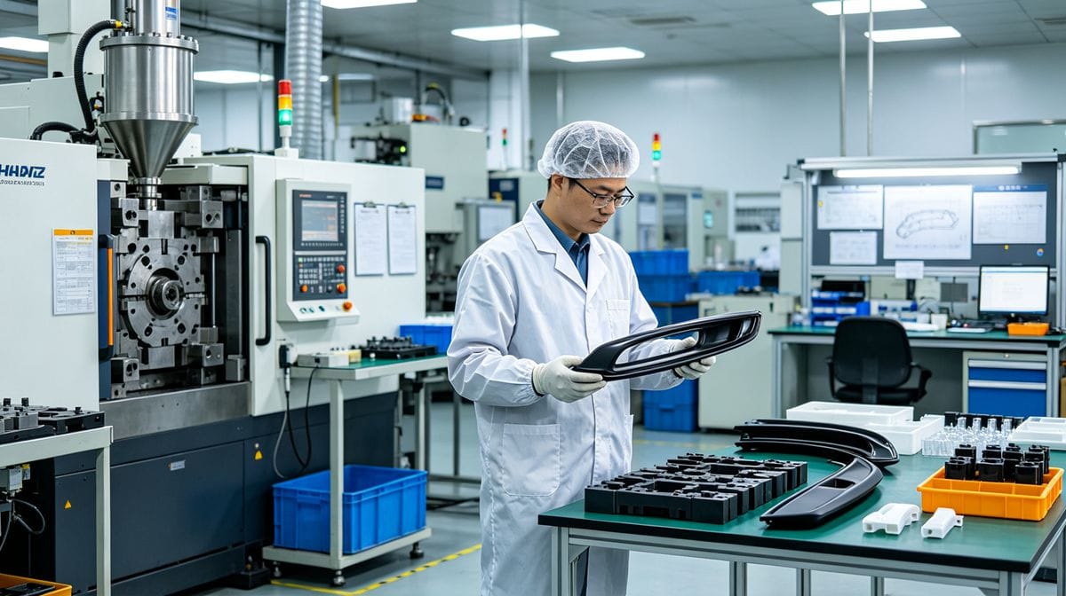 IDEAL PRO precision injection molding factory with modern machinery, mold tooling, quality control inspection, and automotive plastic part manufacturing