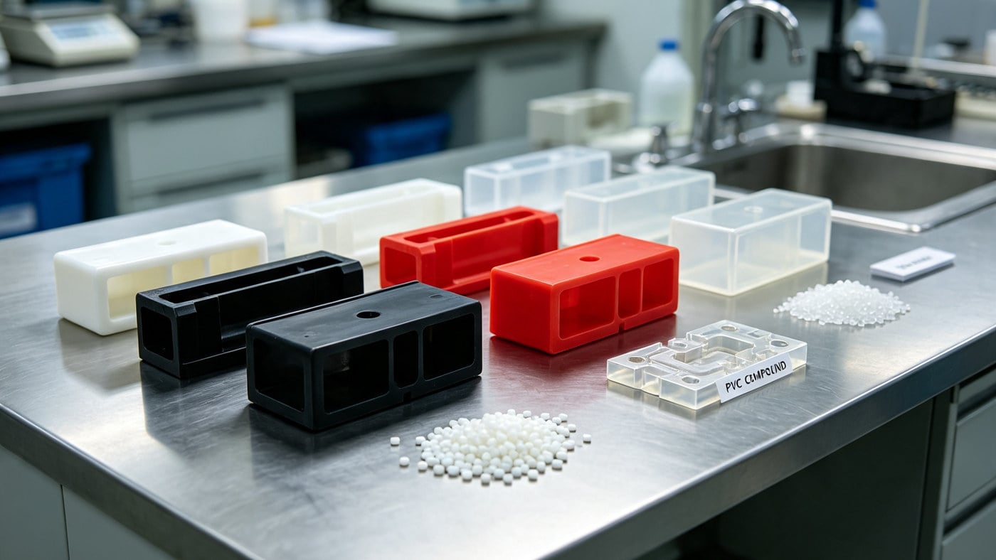 Different colored PVC products showing formulation variety