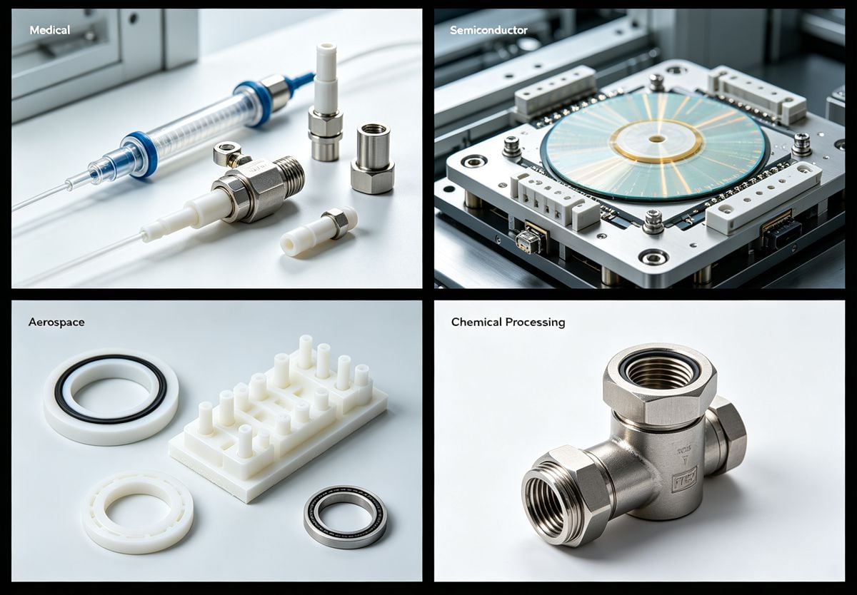 PTFE molded parts applications in medical, semiconductor, aerospace, and industrial sectors PTFE molded parts applications in medical, semiconductor, aerospace, and industrial sectors