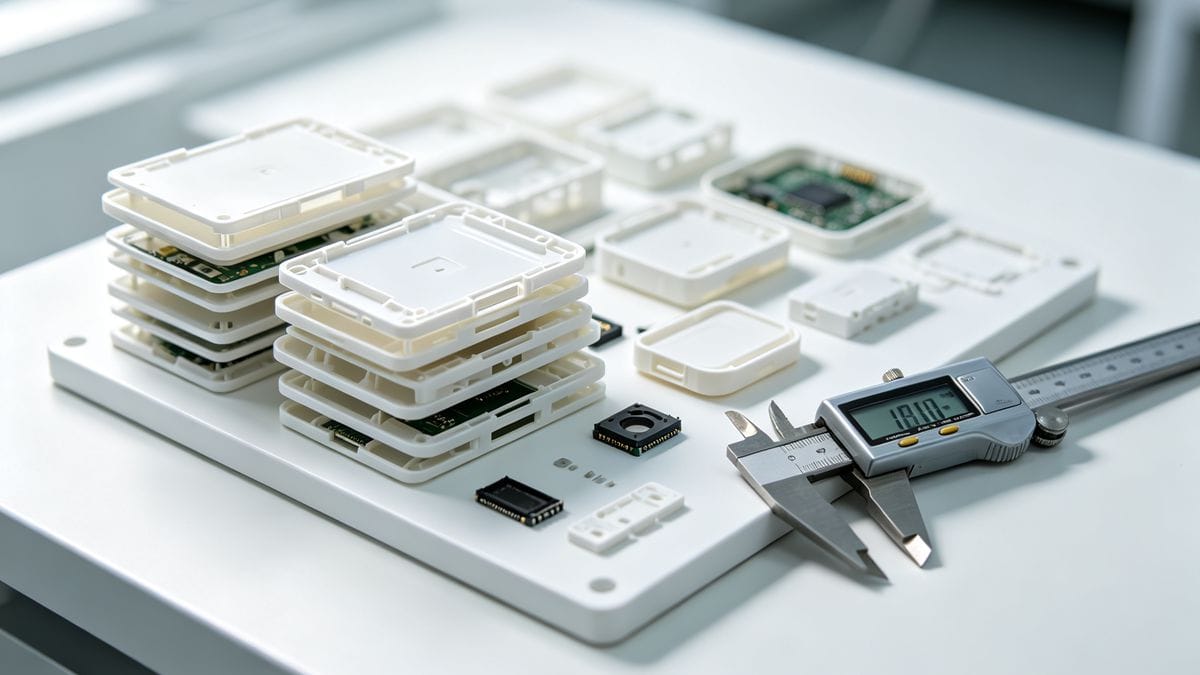 A stack of lightweight plastic parts showcasing material savings