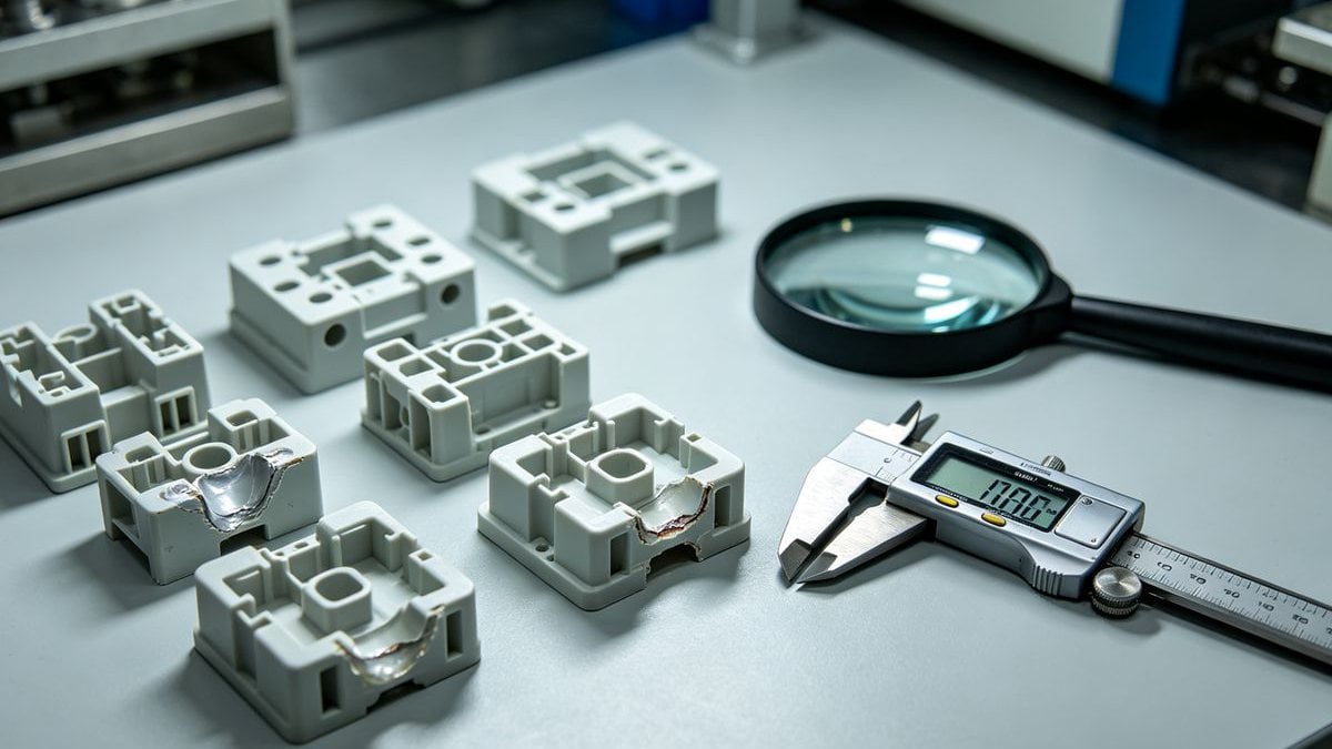 Troubleshooting TPE Molding Defects Defective TPE parts showing flash and sink marks