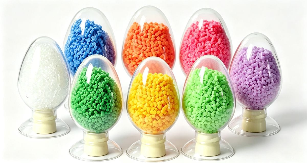 Industrial mixing of TPE pellets with UV stabilizers and antioxidants to prevent material aging.