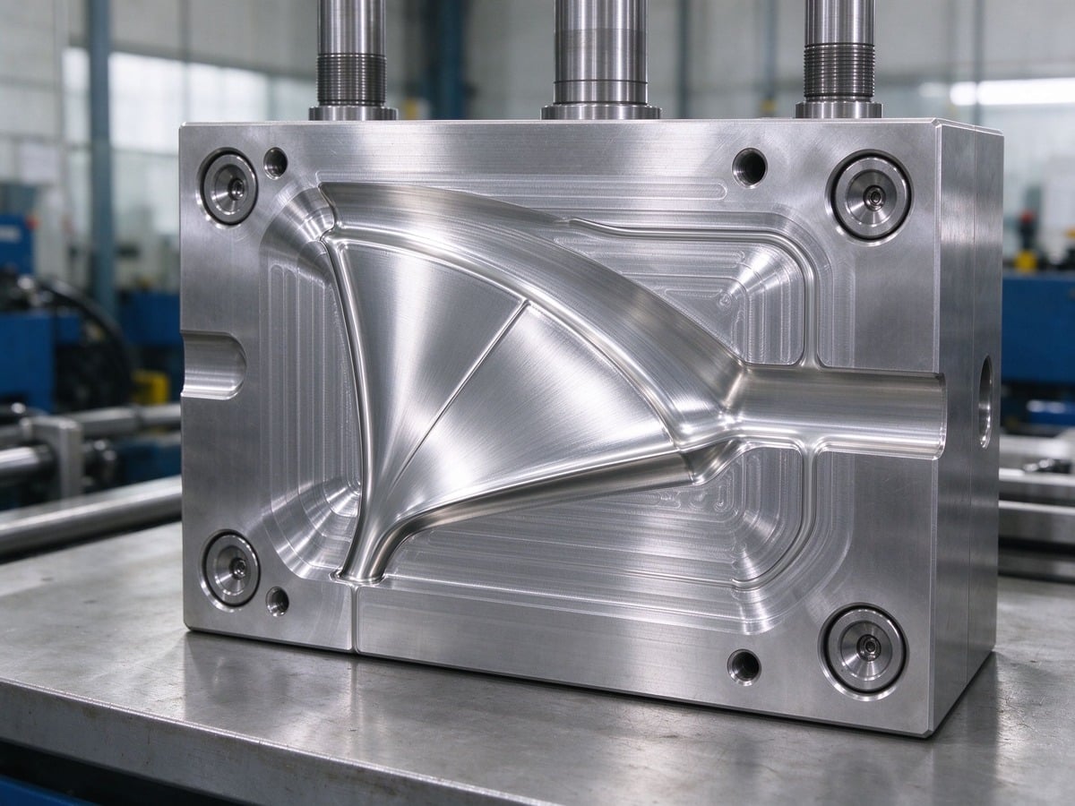 Polished fan-gate mold design that promotes uniform melt flow and reduces surface defects