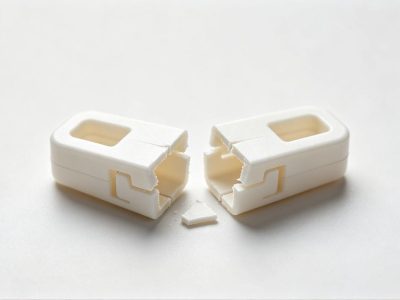 example of brittle fracture in an injection molded plastic part