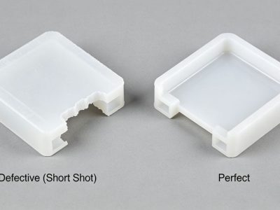 short shot defect vs. fully filled injection molded part – visual comparison for troubleshooting
